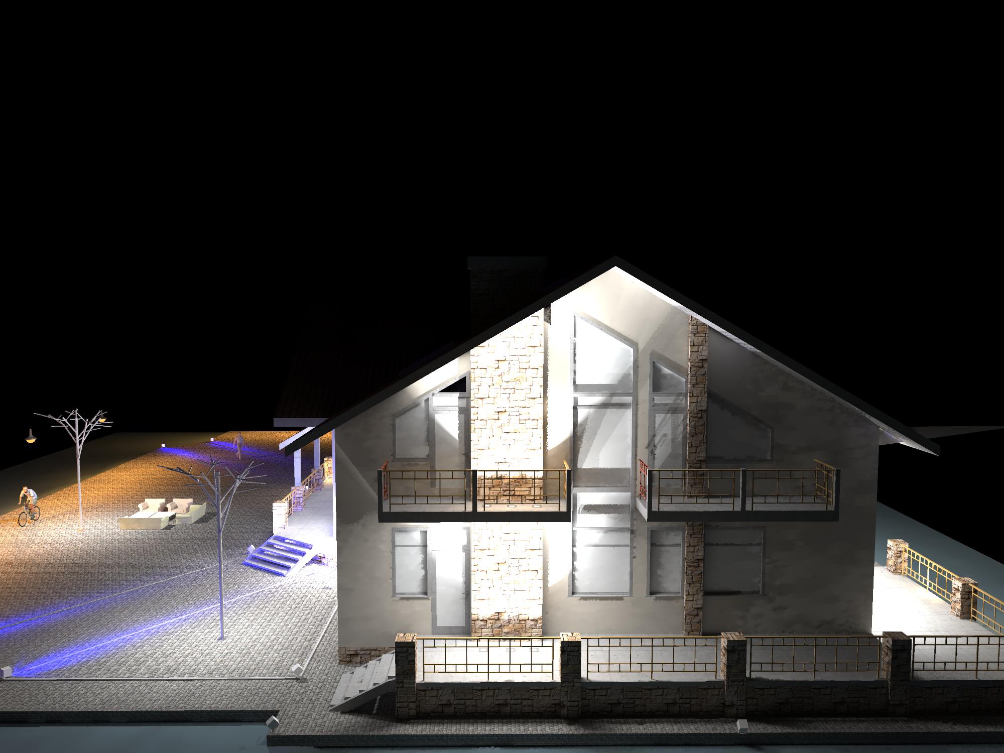 Πρόταση μελέτης φωτισμού εξωτερικού χώρου κατοικίας με 3d σχέδιο