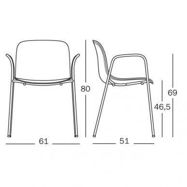 TROY 4 LEGS (TOTAL COLOURED) καρέκλα με βραχίονες - συσκευασία 4 τεμαχίων Image 1++