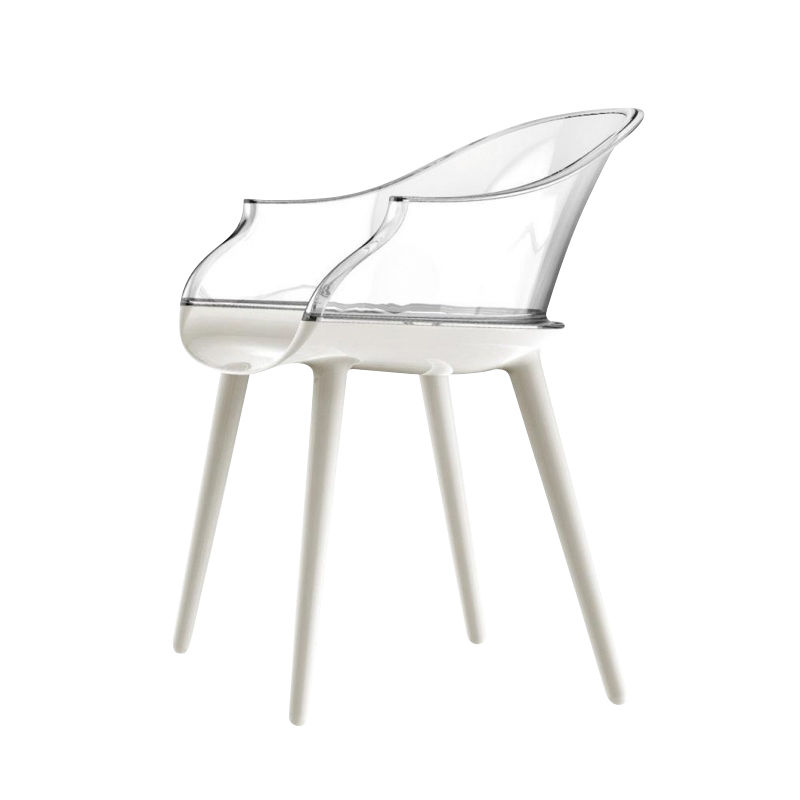 γυαλιστερό λευκό κάθισμα - διάφανη πλάτη