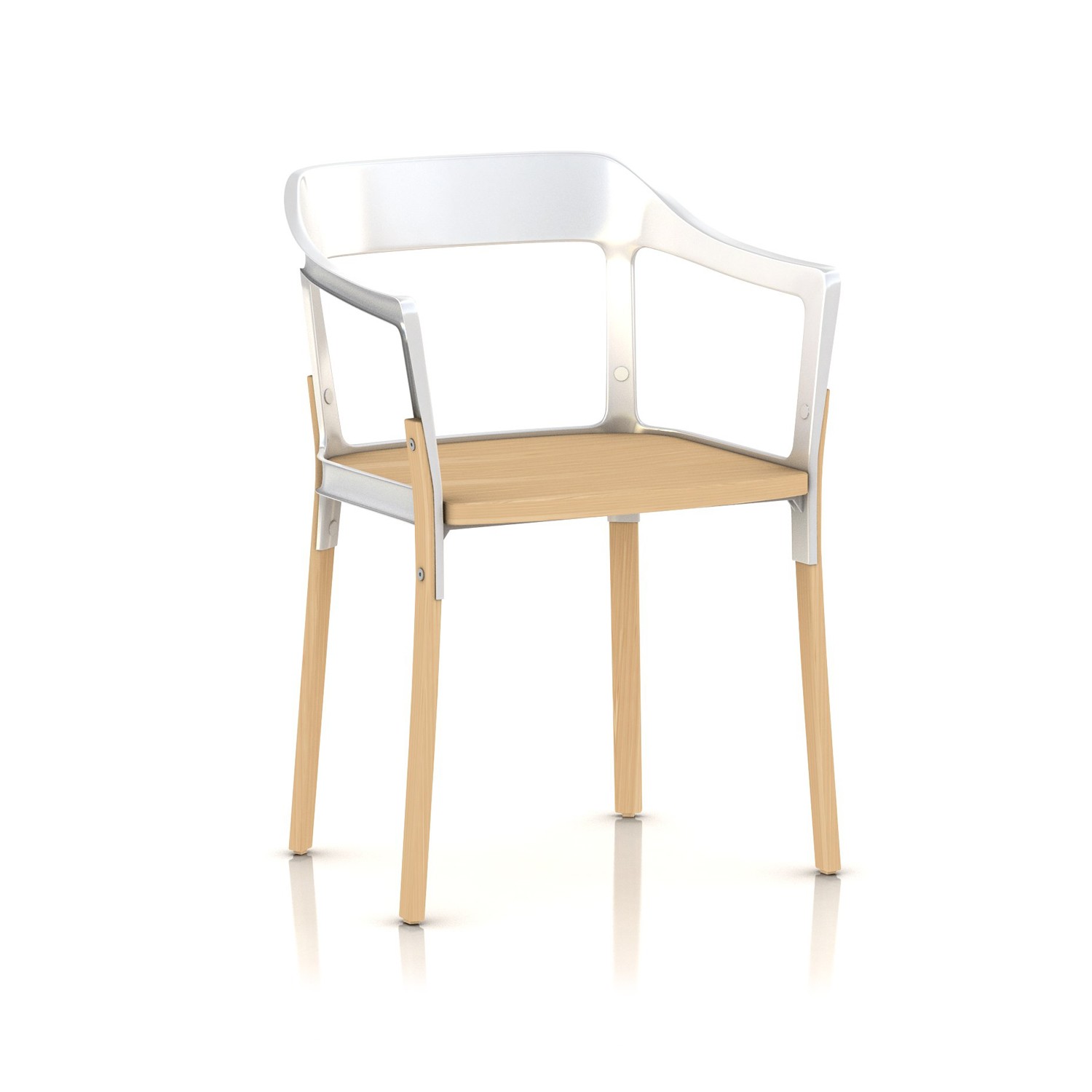 STEELWOOD καρέκλα από φυσικό ξύλο και μέταλλο βαμμένο λευκό