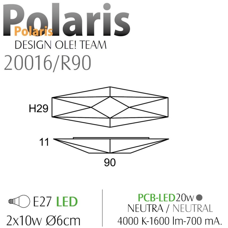 POLARIS RECTANGULAR φωτιστικό οροφής - τοίχου  Image 1++