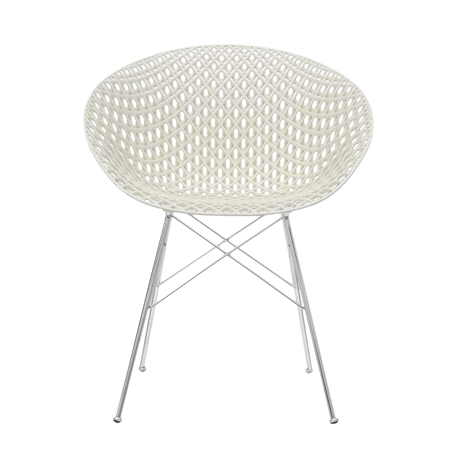λευκό κάθισμα - χρώμιο δομή