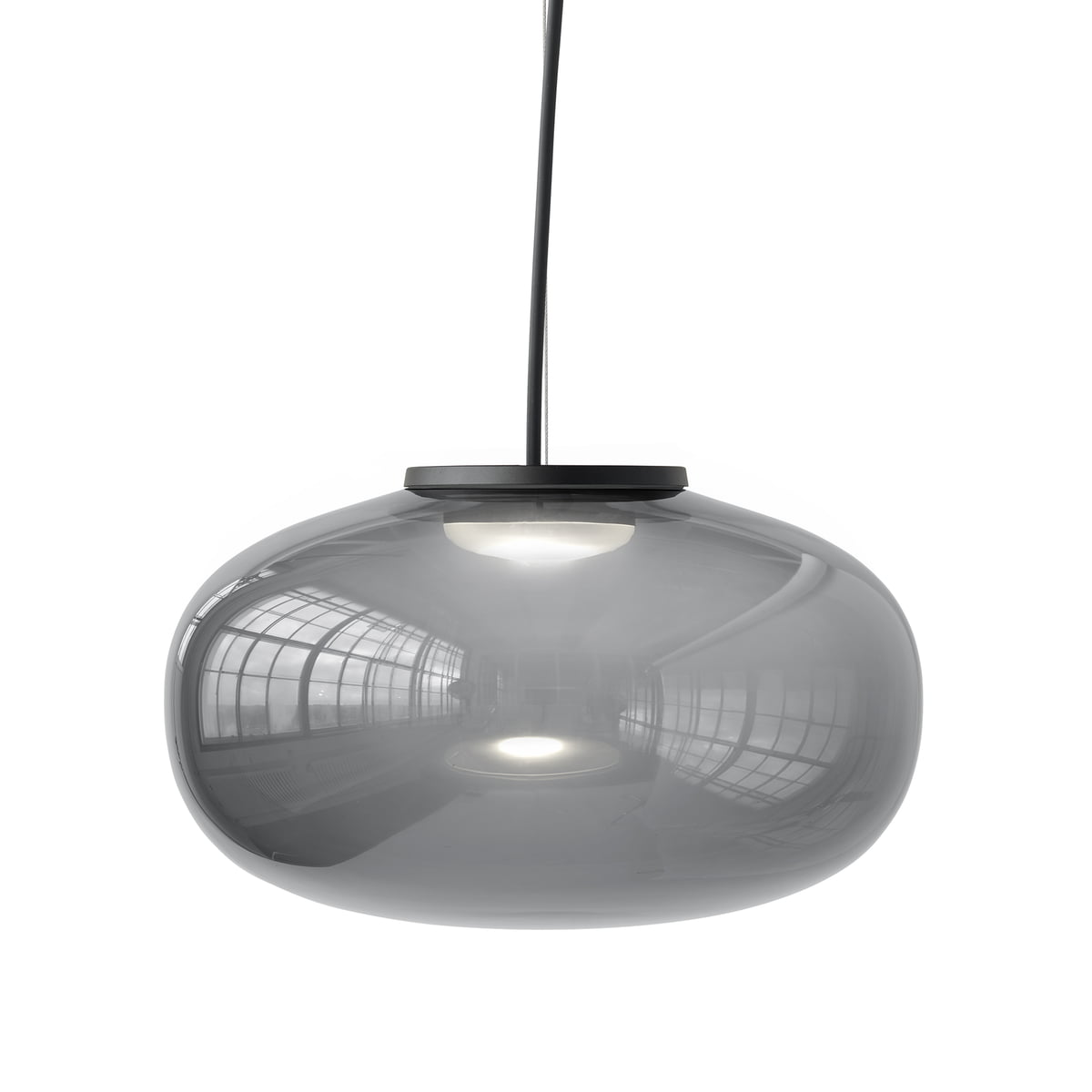 KARL-JOHAN suspension lamp in smoked grey glass