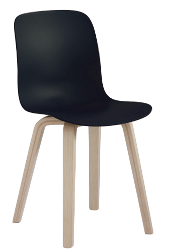 πόδια σε φυσικό ξύλο φλαμουριάς - μαύρο κάθισμα
